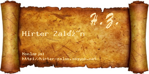 Hirter Zalán névjegykártya